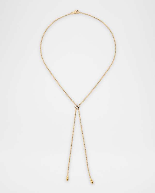 Love In Verona 18K Yellow Gold Diamond Flower Lariat Necklace